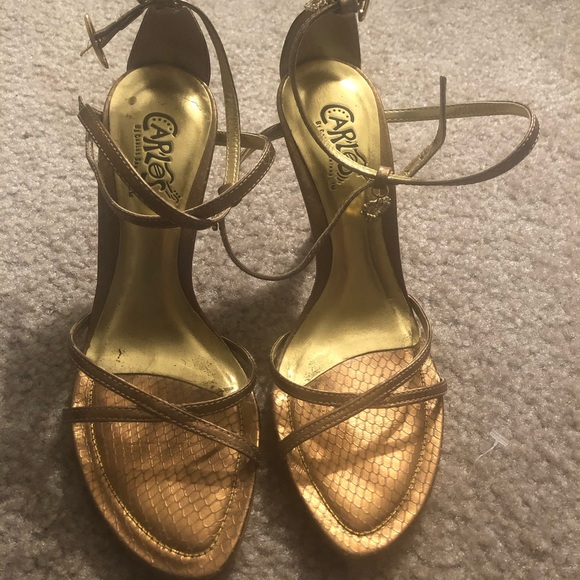 Women’s Carlos Gold Heels - Picture 1 of 5